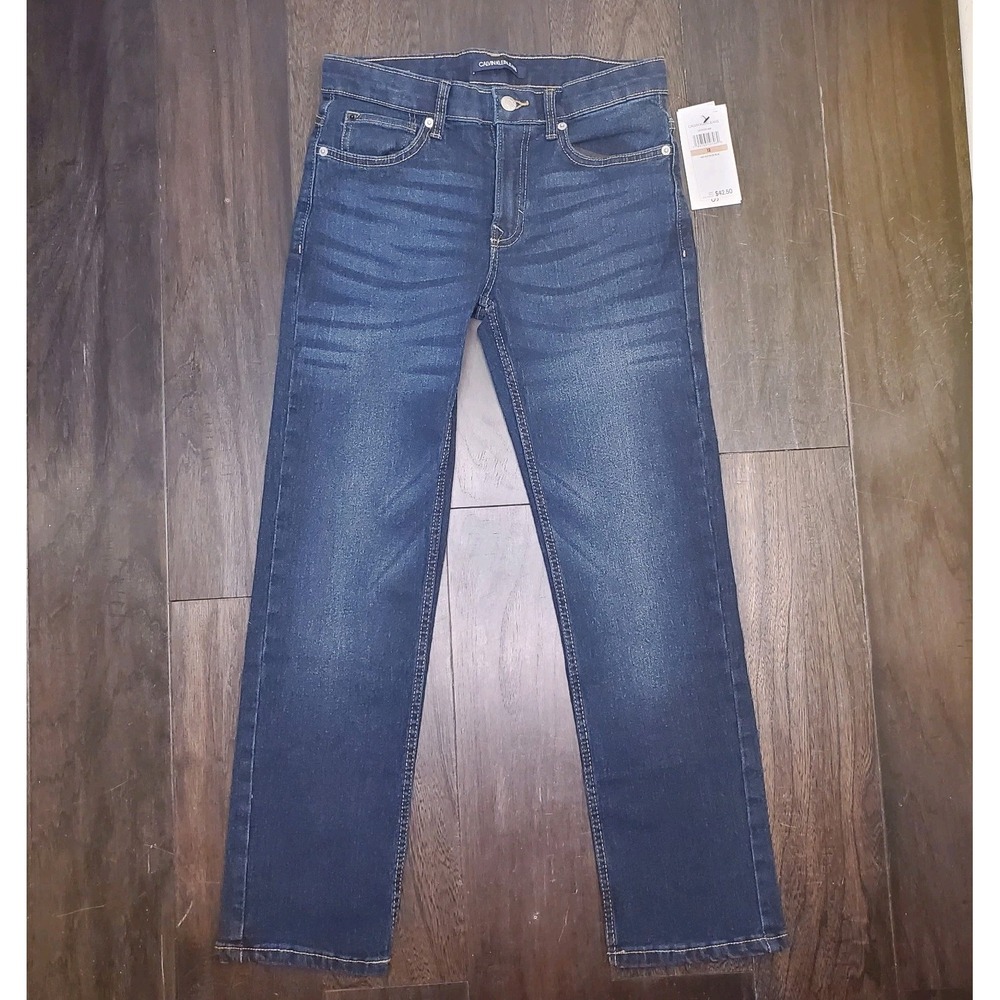 Calvin Klein Girls' Slim Straight Jeans Austin Dark Blue Size 12 New With Tags